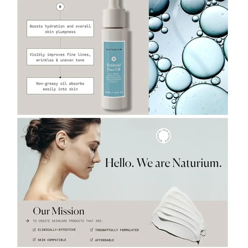 NEW Naturium Retinoid Face Oil for Sensitive Skin Lines Discoloration Hydration